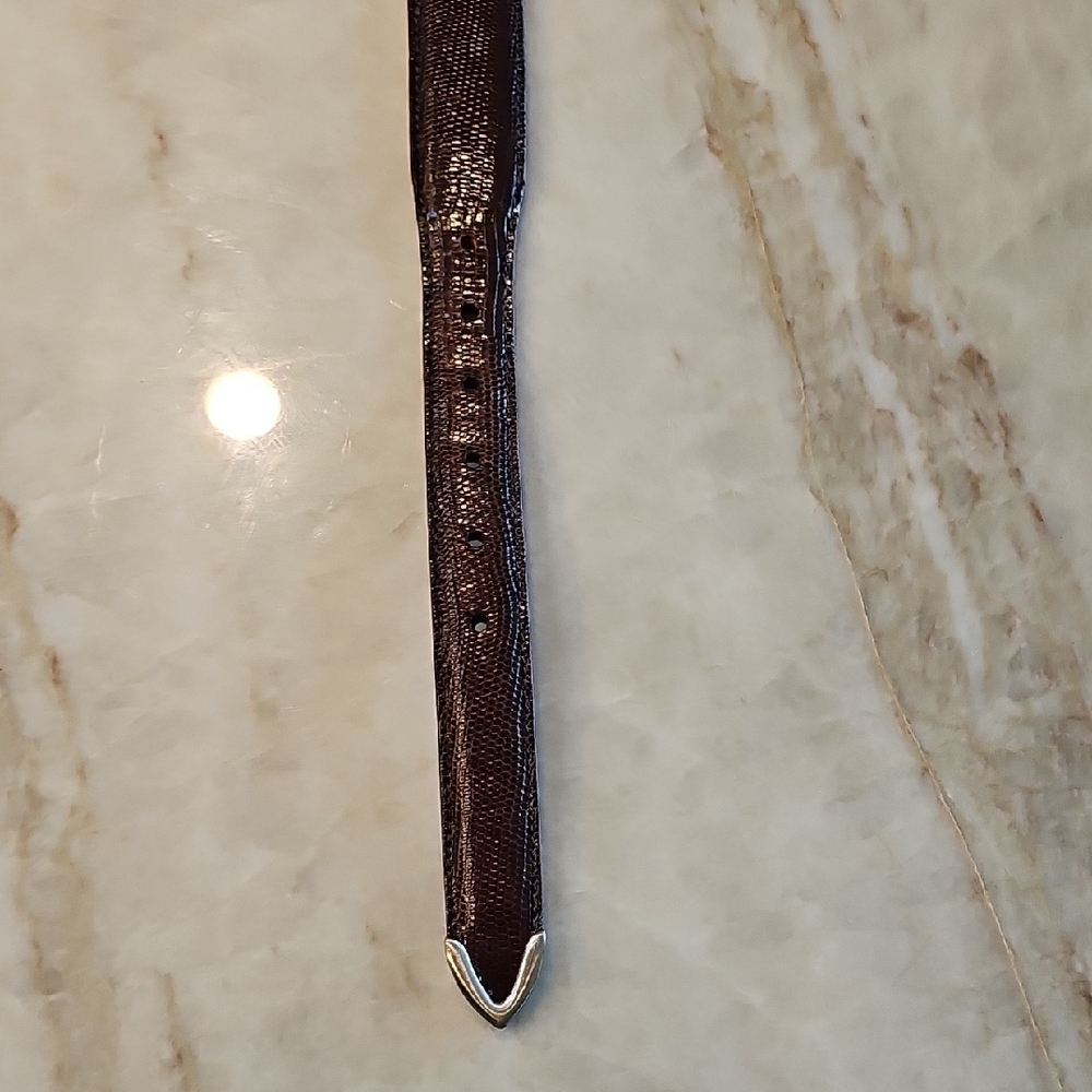 Torino Ringmark Lizard Classic Brown Leather Belt - image 4